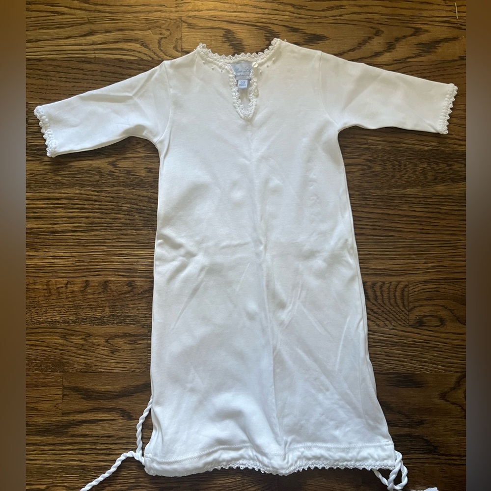 White Baby Gown with Lace Trim